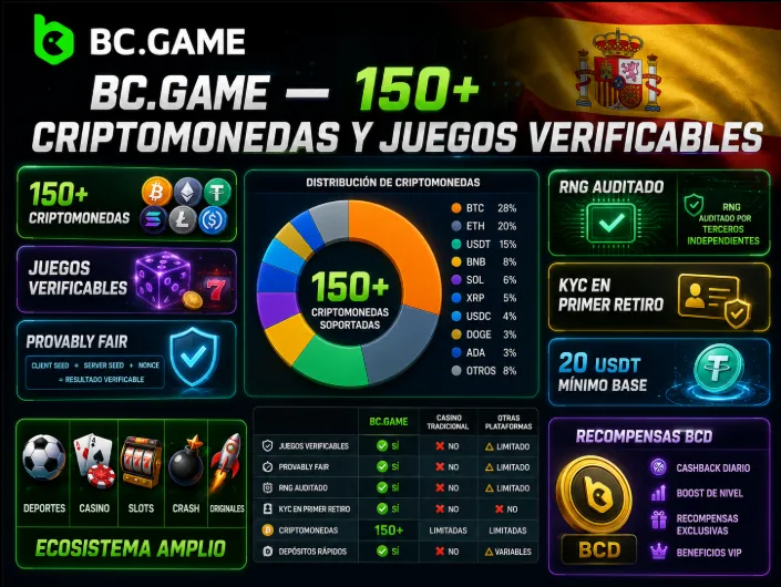 BC.Game — 150+ criptomonedas y juegos verificables